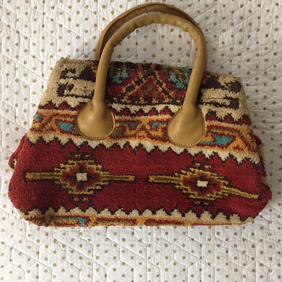 Vintage Handbags - Vintage Handmade Aztec Carpet Bag